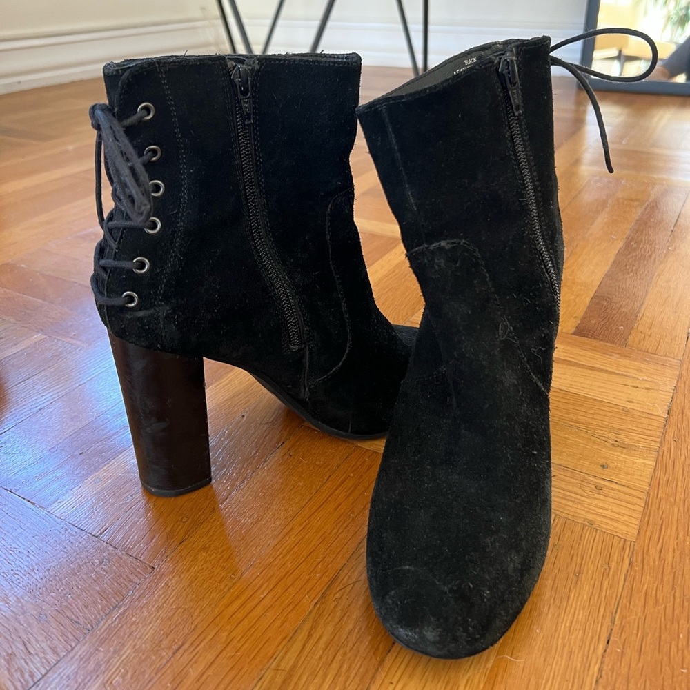 Steve Madden Black Heeled Boots - Suede